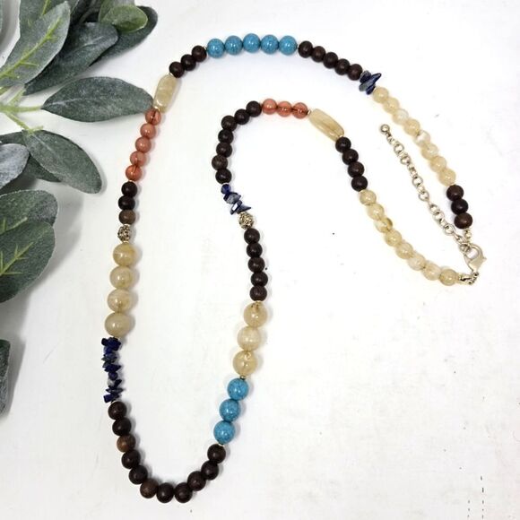 CHICO'S Beaded Stone Long Necklace - Picture 1 of 7